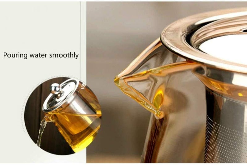Asng Stainless Steel Infuser Glass Teapot, Borosilicate Glass Kettle, Loose Leaf Teapot, Square Pot (950ML/32oz) - Image 2